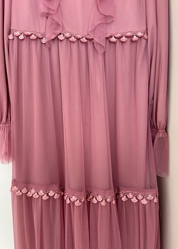 Pembe Uzun Bohem Elbise - Görsel 4