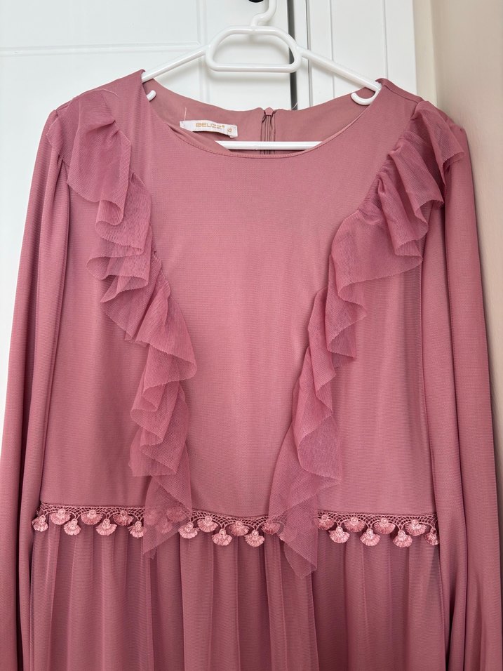 Pembe Uzun Bohem Elbise - Görsel 2