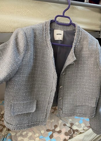 Gri Düğmeli Midi Kadın Kaban - Görsel 4