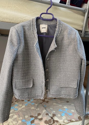 Gri Düğmeli Midi Kadın Kaban - Görsel 5