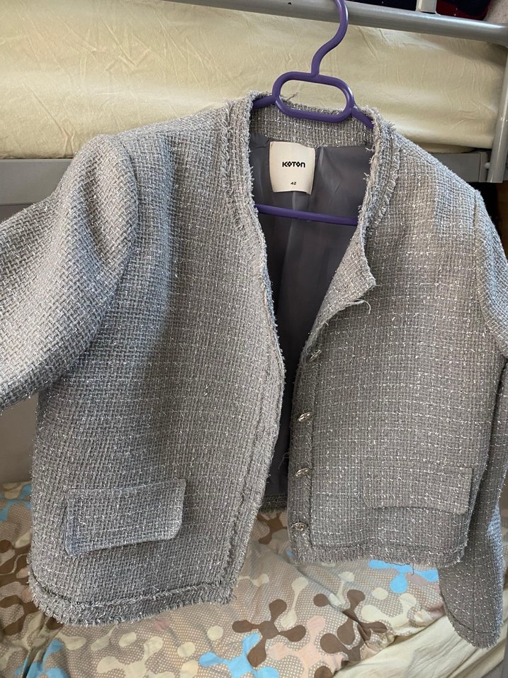 Gri Düğmeli Midi Kadın Kaban - Görsel 4