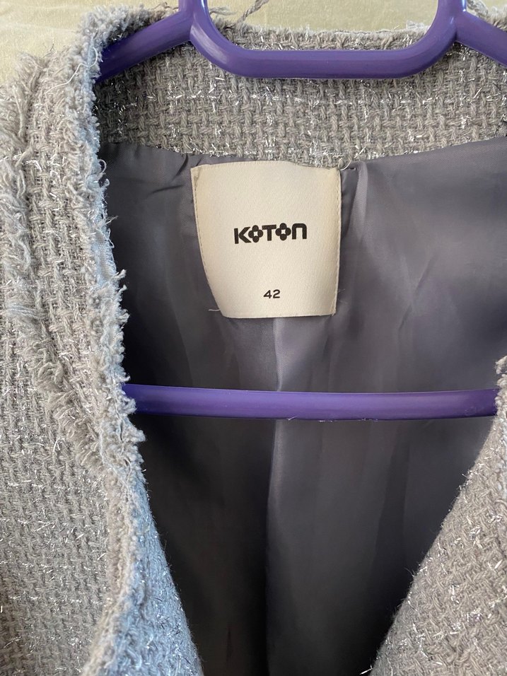 Gri Düğmeli Midi Kadın Kaban - Görsel 2