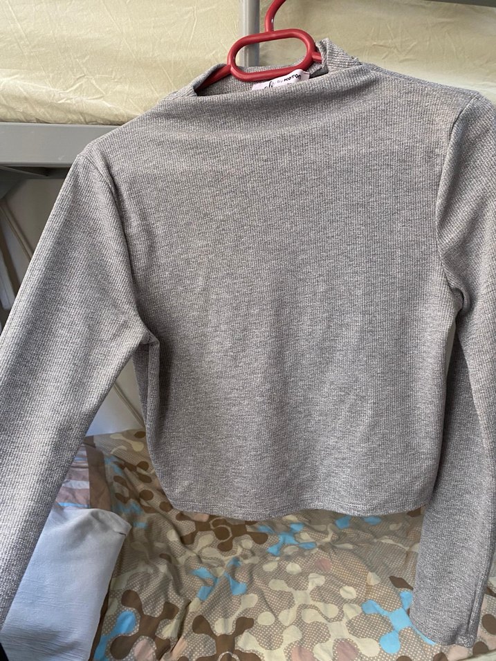 Koton Gri Kadın Boğazlı Triko Kazak - Görsel 2