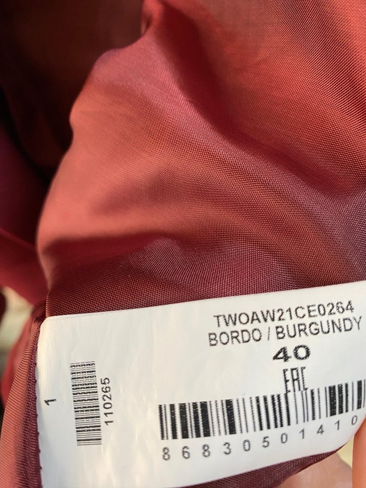 Bordo Düğmeli Kadın Blazer Ceket - Görsel 3