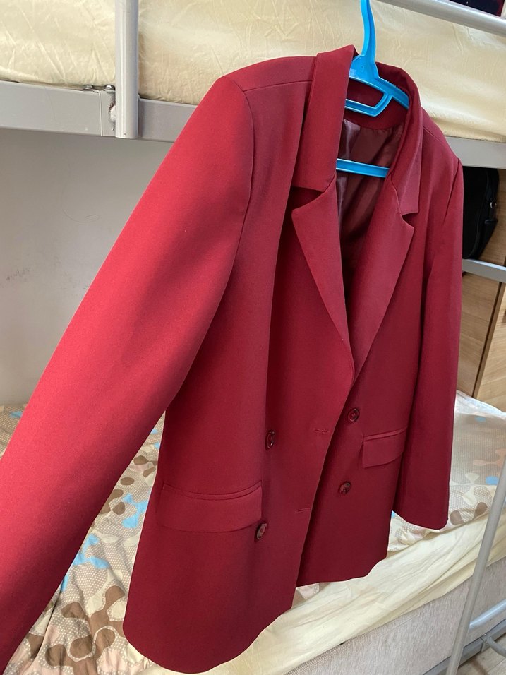 Bordo Düğmeli Kadın Blazer Ceket - Görsel 2