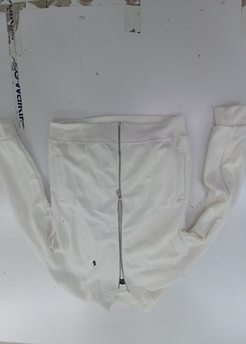 Beyaz Fermuarlı Sweatshirt - Görsel 2