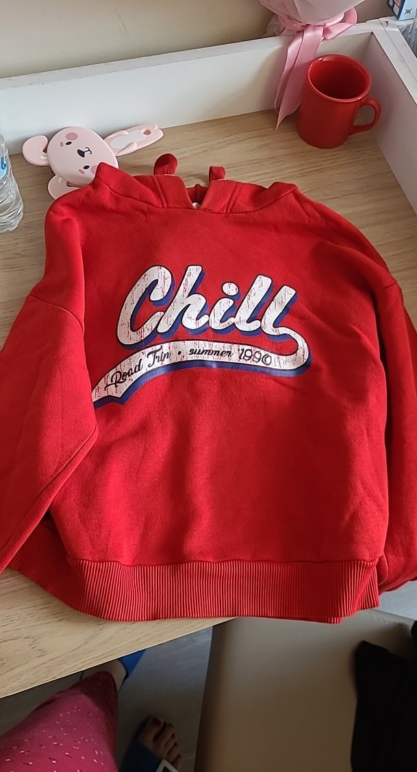 Kırmızı Kapüşonlu Baskılı Sweatshirt - Görsel 4