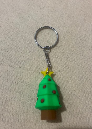 Renkli Zincirli Yeşil Yılbaşı Ağacı Anahtarlık 3D - Görsel 2