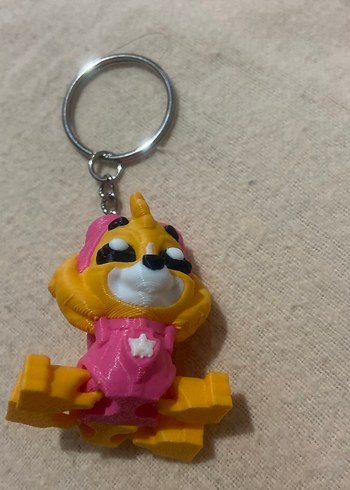 Pembe Zincir Detaylı Renkli Rock Punk Anahtarlık - Görsel 2