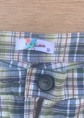 Düğmeli Yeşil Ekoseli Mini Şort - Görsel 2