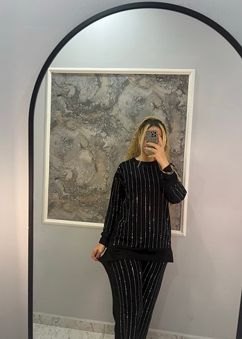 xl Beden siyah Renk Siyah taşlı takım