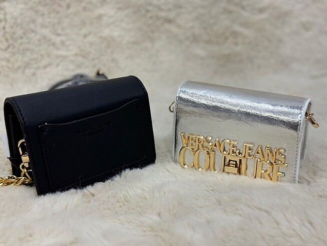  Beden gri Renk Versace Gold Yazılı Şık Omuz Çantası