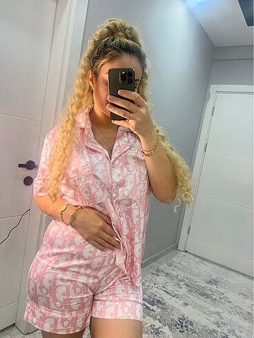 m Beden pembe Renk Saten pijama