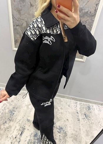 Nakışlı Siyah Kadın Mini Eşofman Takımı - Görsel 2