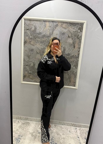 Nakışlı Siyah Kadın Mini Eşofman Takımı - Görsel 8