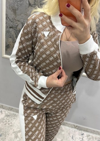 Kadın Kahverengi Desenli Triko Eşofman Takımı - Görsel 4