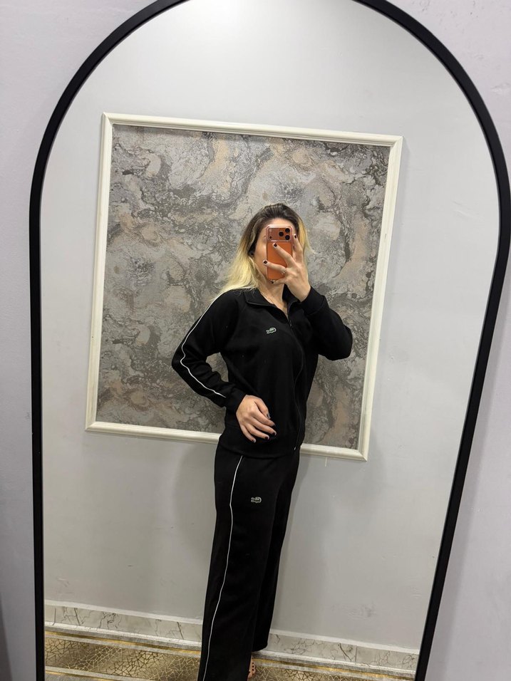 Siyah Yüksek Yakalı Kadın Eşofman Takımı - Görsel 2