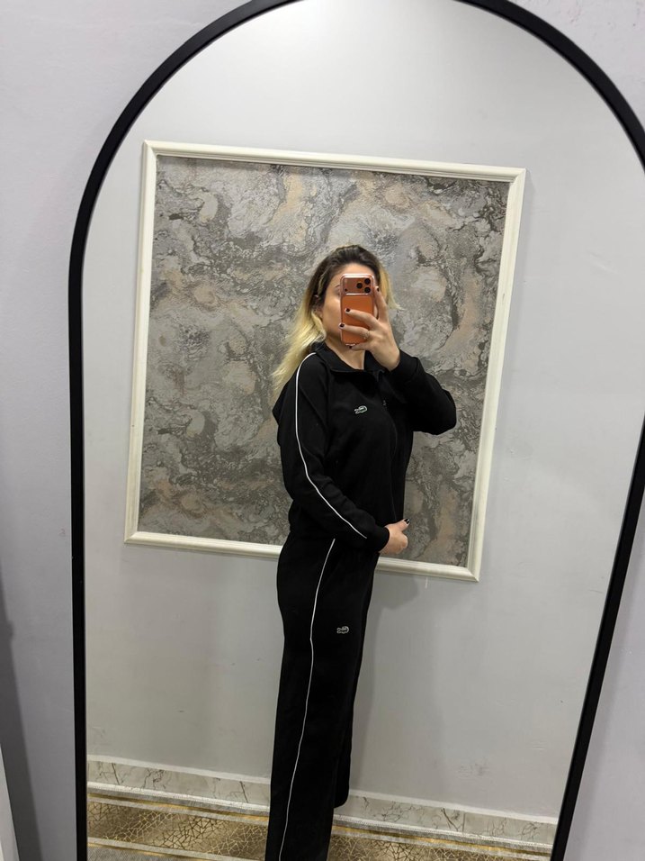 Siyah Yüksek Yakalı Kadın Eşofman Takımı - Görsel 4