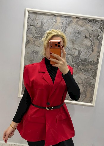 Kemerli Kısa Lacivert Kadın Blazer Ceket - Görsel 6