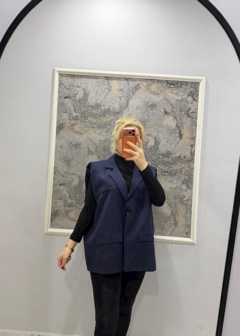 Kemerli Kırmızı Kolsuz Mini Blazer - Görsel 9