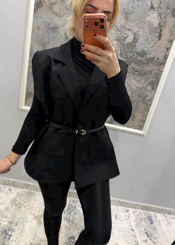 Kemerli Kırmızı Kolsuz Mini Blazer - Görsel 8