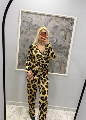 Kahverengi Leopar Desenli Uzun Elbise - Görsel 4