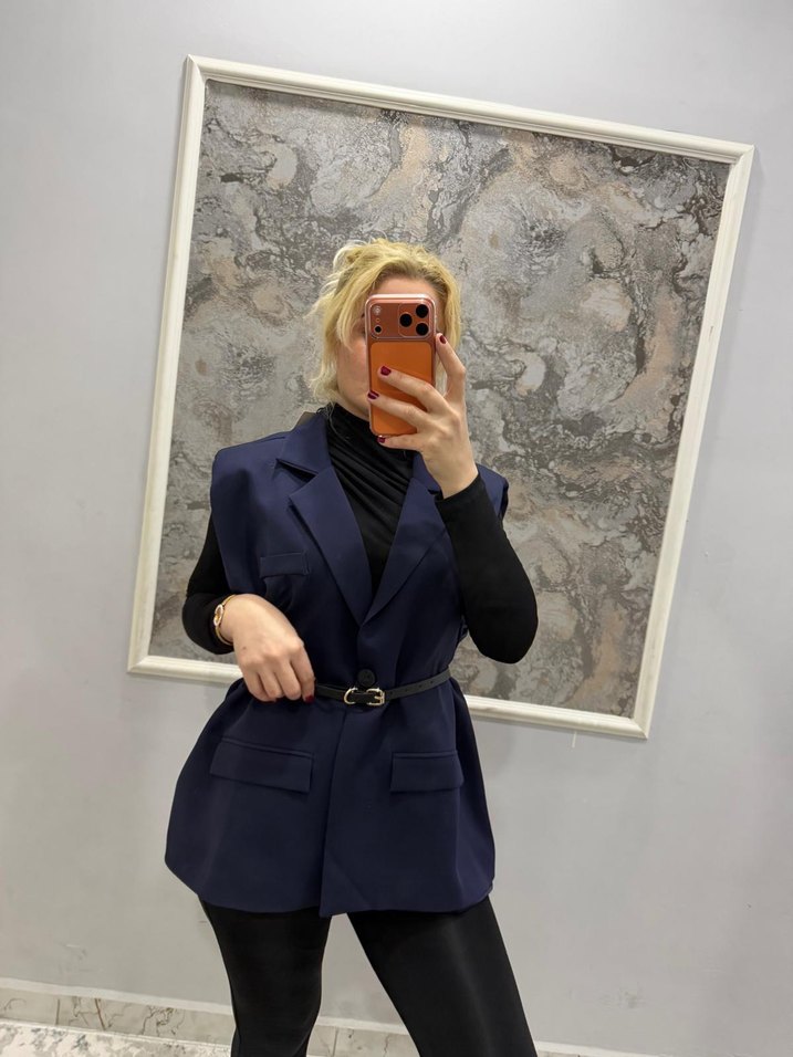 Kemerli Siyah Kadın Blazer - Görsel 4