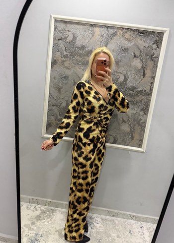 Leopar Desenli Kadın Uzun Tulum - Görsel 6