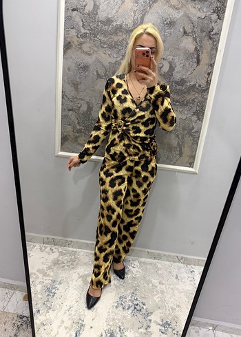 Leopar Desenli Kadın Uzun Tulum - Görsel 10