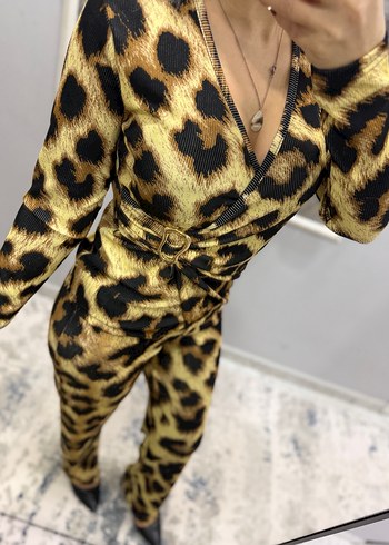 Leopar Desenli Kadın Uzun Tulum - Görsel 3