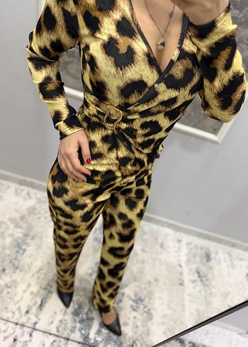 Leopar Desenli Kadın Uzun Tulum - Görsel 11