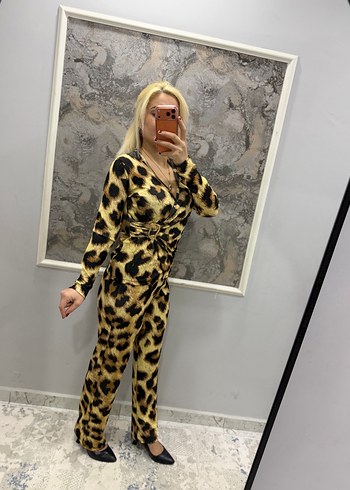 Leopar Desenli Kadın Uzun Tulum - Görsel 13