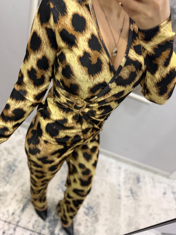 Leopar Desenli Kadın Uzun Tulum - Görsel 3