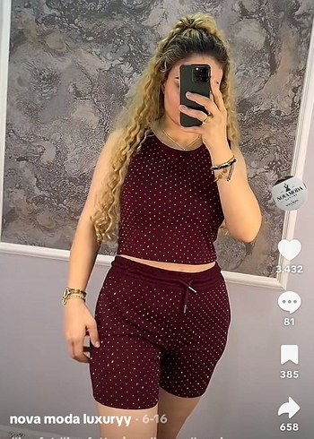 s Beden Bordo Parlak Triko Kadın Tulum