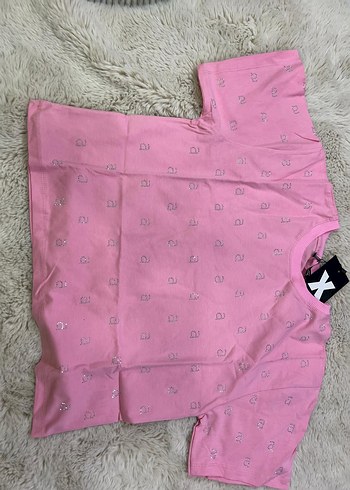 Pembe Payetli Kısa Kollu Tişört