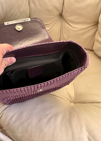 Beden mor Renk Mor Süet Tokalı Kadın Çantası