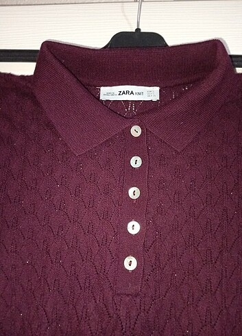 ZARA POLO YAKA BORDO TRİKO
