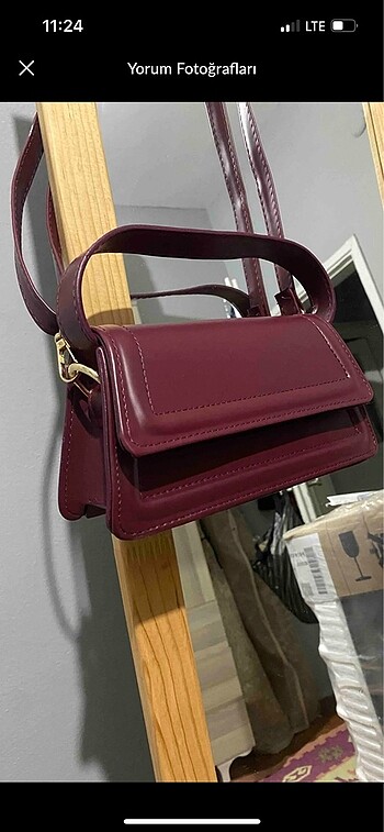 Bordo çapraz askılı çanta