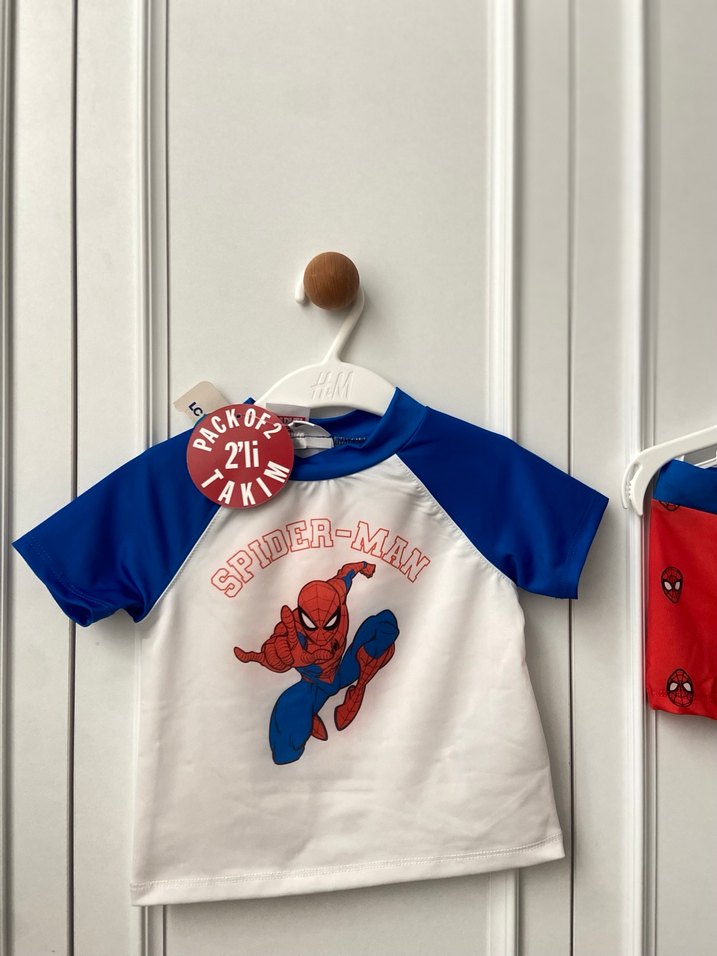 Renkli Baskılı Spiderman Kısa Kollu Erkek Mayo - Görsel 2