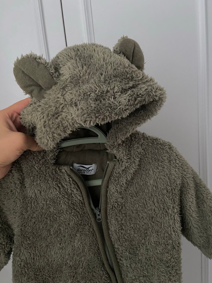 Koyu yeşil Kürk Detaylı Bebek Tulumu - Görsel 2