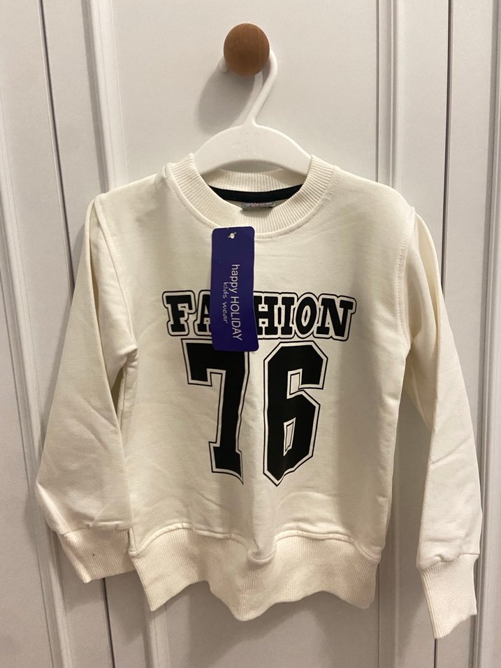 Beyaz Baskılı Erkek Sweatshirt ve Siyah Eşofman - Görsel 2