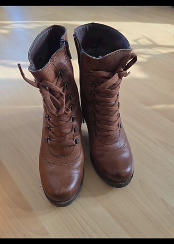 Kahverengi Deri Biker Kadın Botu darkwood marka - Görsel 4