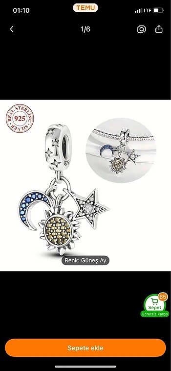 Pandora charm gümüş