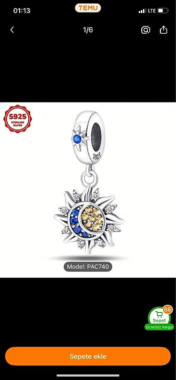 Gümüş charm