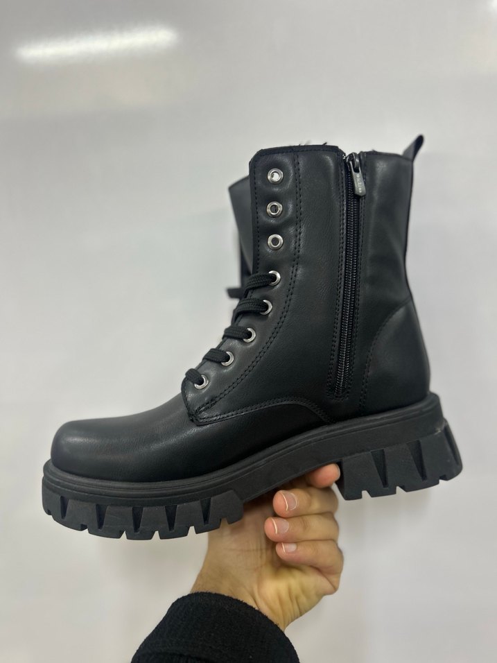 Kadın Siyah Deri Goth Platformlu Bot - Görsel 3