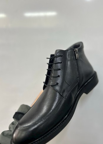 Siyah Deri Erkek Klasik Bağcıklı Bot - Görsel 3