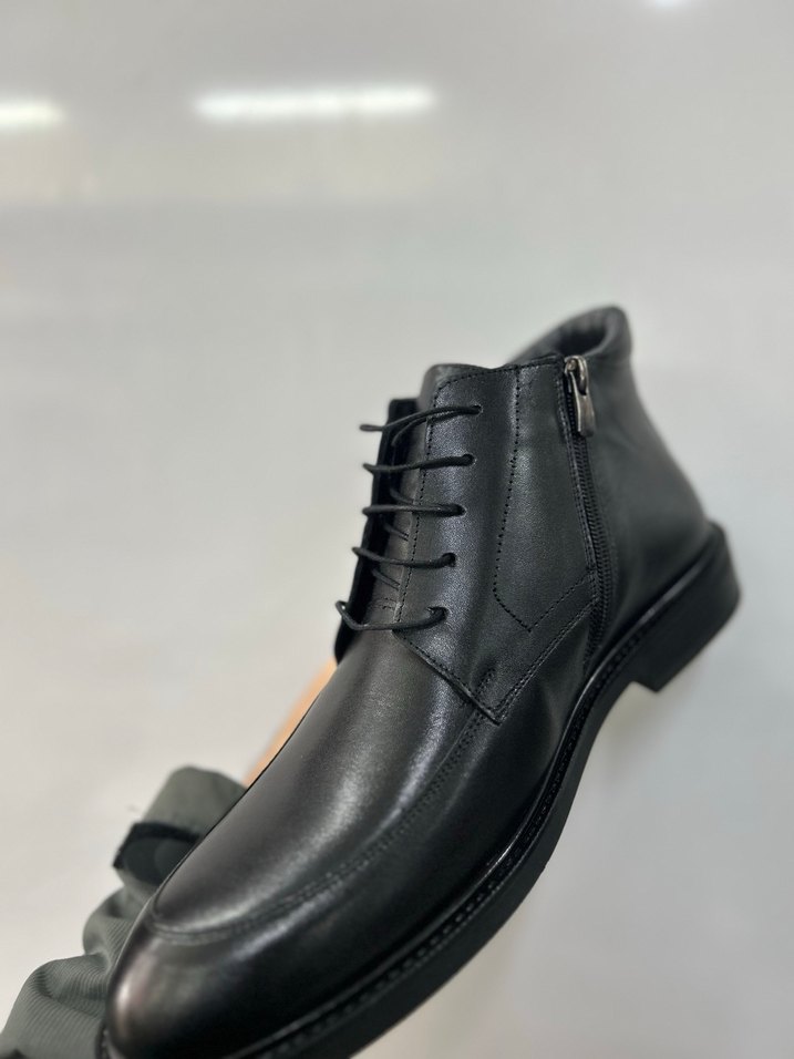 Siyah Deri Erkek Klasik Bağcıklı Bot - Görsel 3