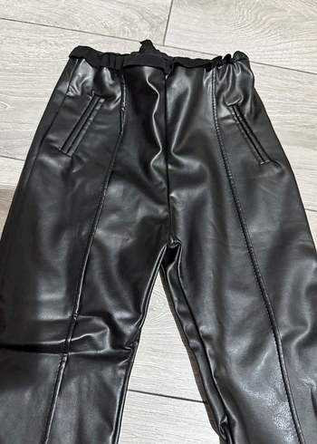 4 Yaş Beden Kızlar için Siyah Deri Biker Pantolon