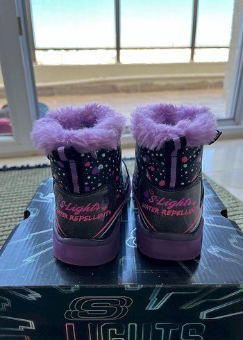 24 Beden mor Renk Kız Çocuk Mor Kürklü Botlar Velcro