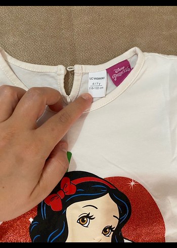 Beyaz Baskılı Pamuklu Kız Sweatshirt ve Kırmızı Tayt - Görsel 2